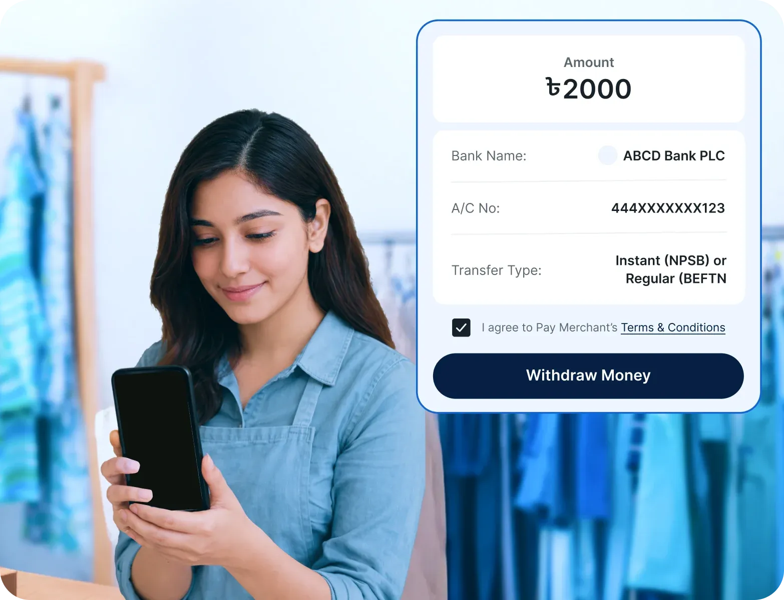 You can withdraw money at anytime
